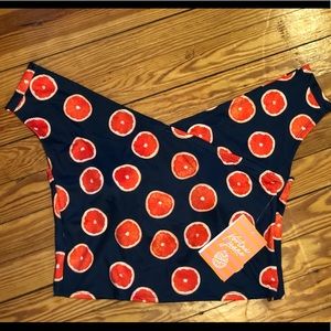 Kortni Jeane Off the Shoulder Oranges Swim Top XXL